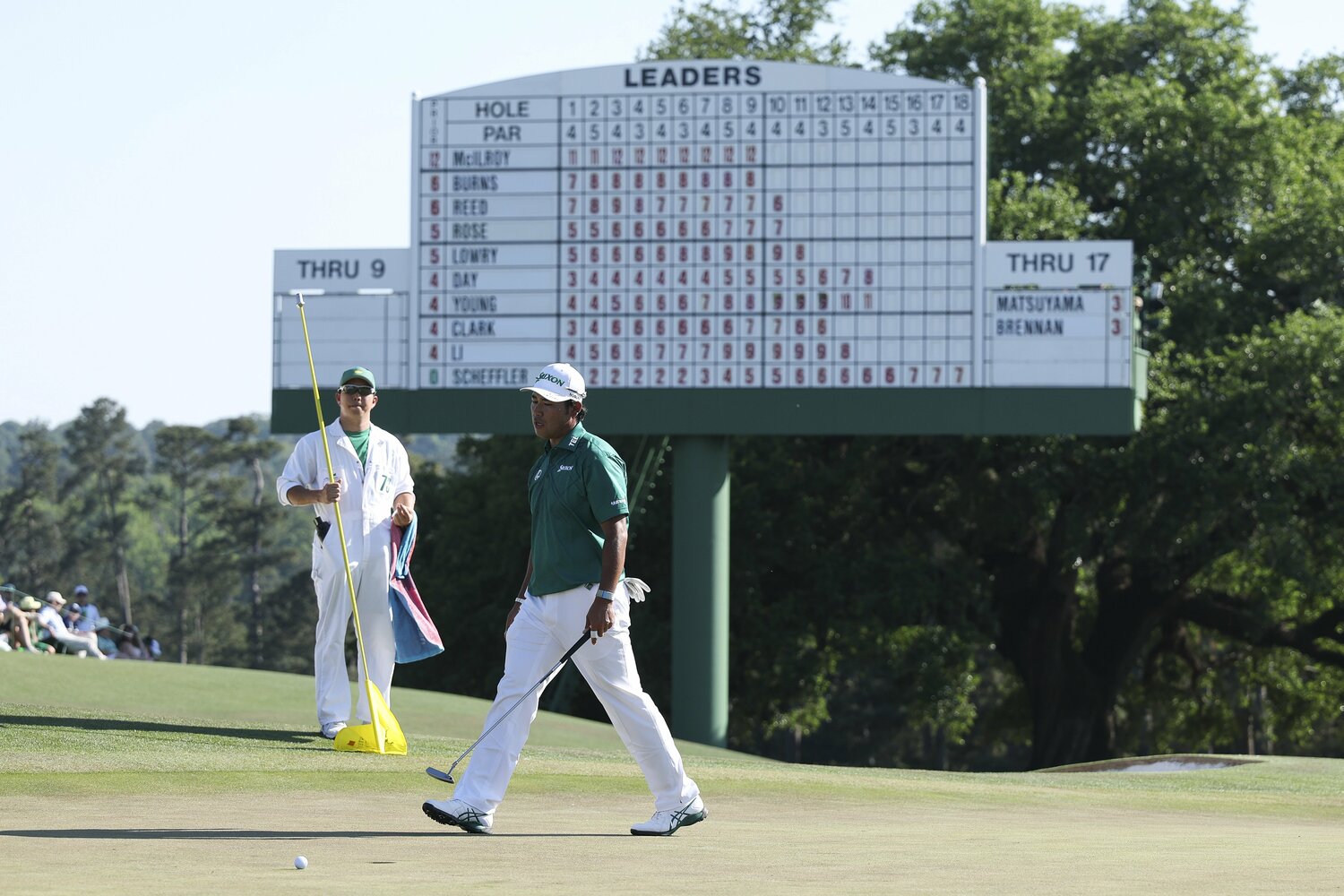 3日目の17番、ボギーをたたき悔しそうな表情の松山　©︎Andrew Redington/Getty Images