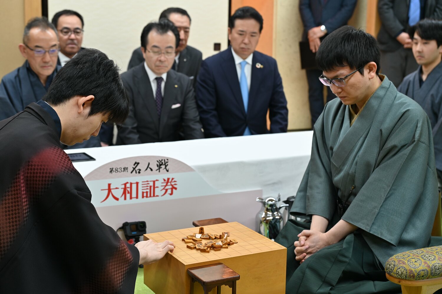 名人戦第1局の対局前の様子　©日本将棋連盟