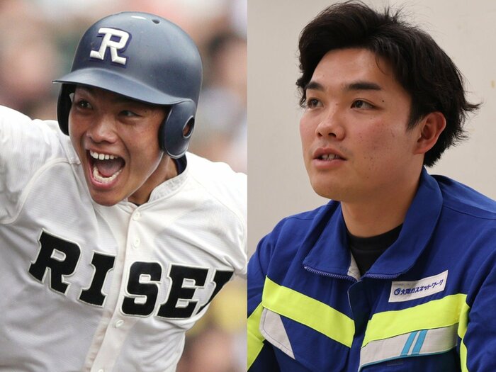 23歳で引退決断「この前、ガス点検に行ったんです」名門・履正社“初の甲子園制覇”の主将が語った転身…社会人5年で「プロを諦められた」ワケ＜Number Web＞ photograph by (L)JIJI PRESS、(R)Fumi Sawai