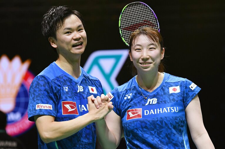 今年1月のマレーシアオープンで優勝した“わたがし”こと渡辺勇大＆東野有紗ペア。パリ五輪では2大会連続のメダルが期待される　©Itaru Chiba