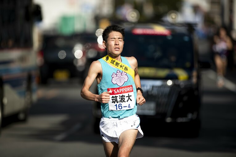 2020年箱根駅伝4区の筑波大・大土手嵩　©Yuki Suenaga