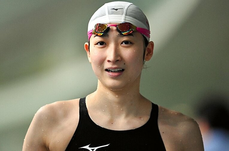 東京都オープン、50mバタフライで優勝した池江 ／ photograph by Nikkan Sports/AFLO