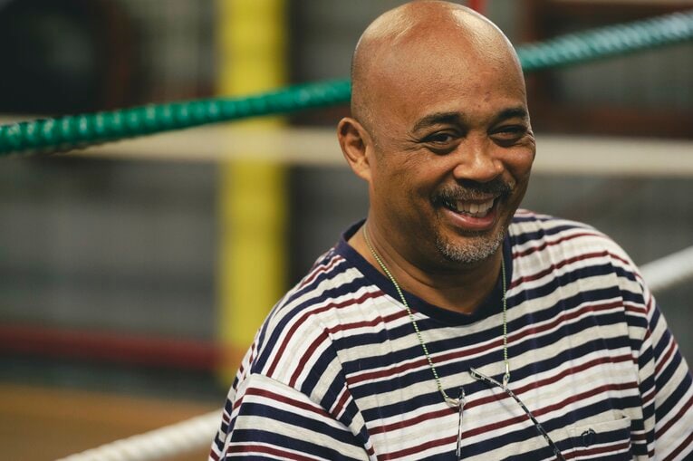 再び闘志を燃やして、リングに戻った大和田さん。ベルトの感触は格別だった　©︎Wataru Sato