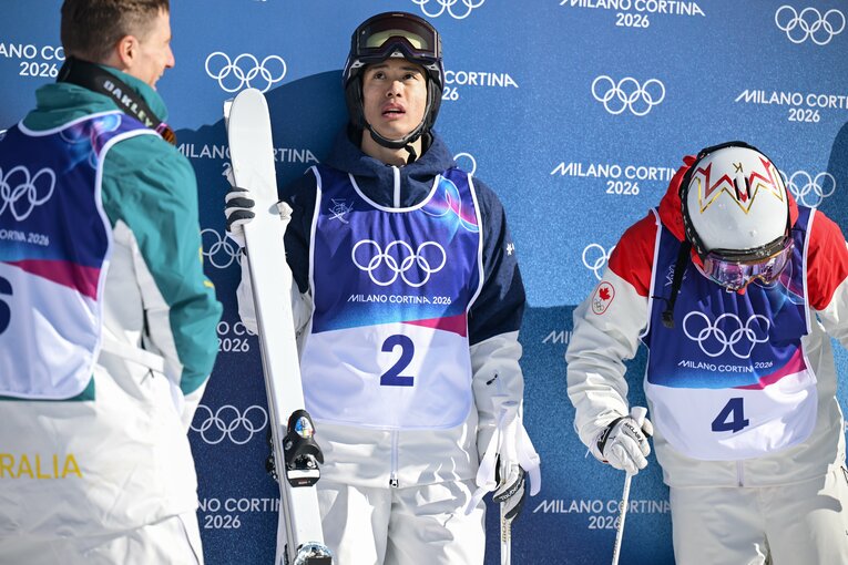 2026年ミラノ・コルティナ五輪フフリースタイルスキー男子デュアルモーグル決勝・堀島行真　©︎Nanae Suzuki/JMPA
