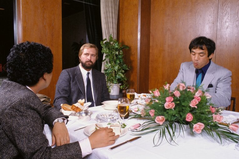 落合とバース（1985年撮影）　©Makoto Kenmizaki