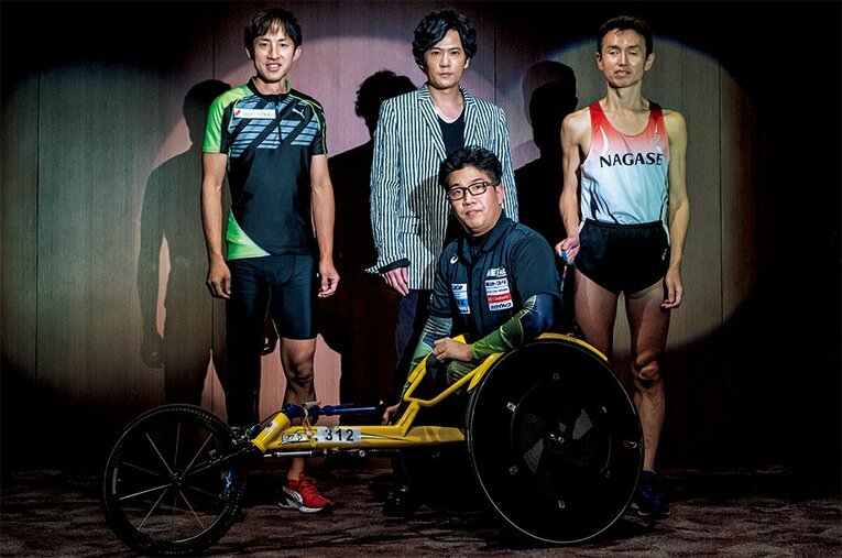 ＜左から＞走り高跳び（T64）で悲願のメダル獲得を目指す鈴木徹、陸上男子400m（T52）で金メダルを獲得した佐藤友祈、同5000m（T11）で銅メダルを獲得した和田伸也 ／ photograph by Takuya Sugiyama