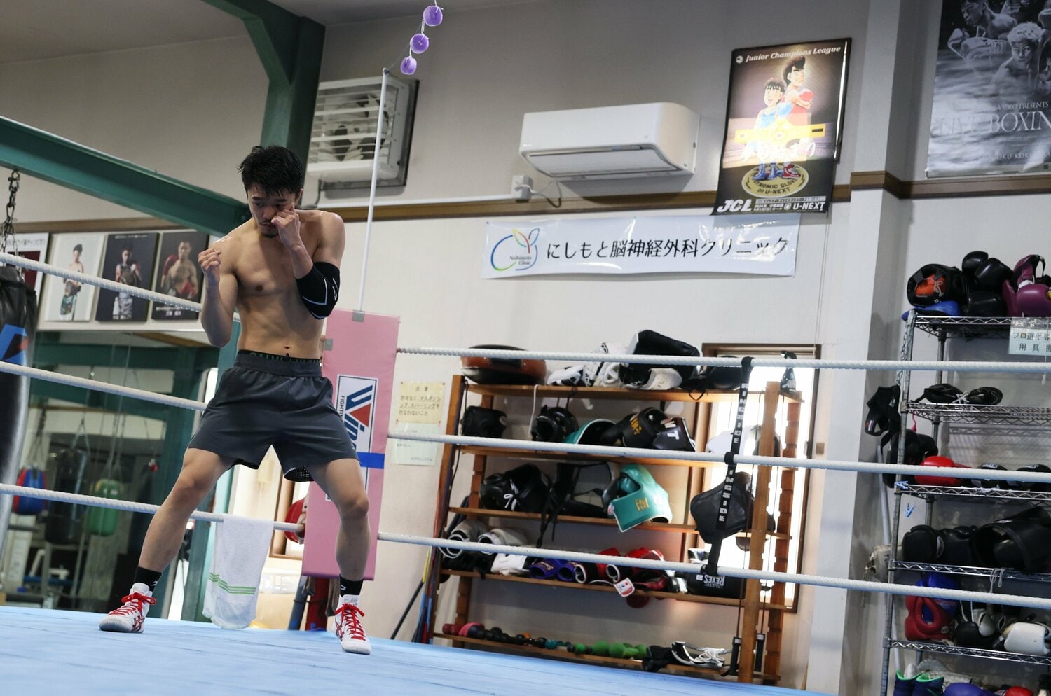 M.Tジムで黙々とトレーニングをする中谷潤人(2025年3月撮影)©︎Shigeki Yamamoto