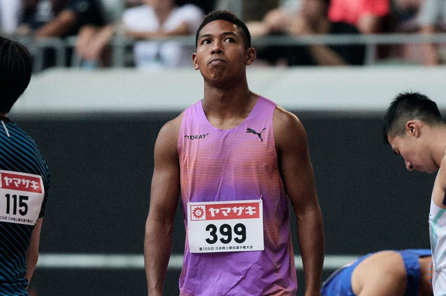 レース前に故障を公表していたサニブラウン。標準記録は突破済のため世陸代表には選出可能性が高い　©Yuki Suenaga