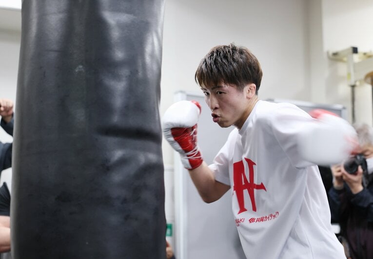 昨年12月、練習を公開した井上尚弥　©︎JIJI PRESS