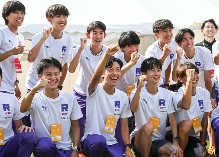 2024年の予選会を突破し喜ぶ立教大チーム　©Nanae Suzuki