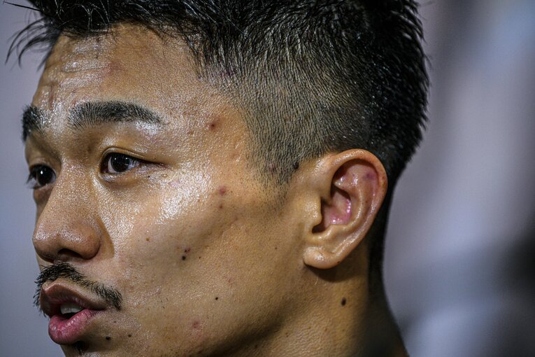 試合後の中谷潤人　©Takuya Sugiyama