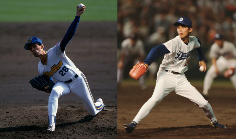 佐藤が参考にしたというオリックス・星野伸之（左）と中日・今中慎二　©︎Hideki Sugiyama/Koji Asakura