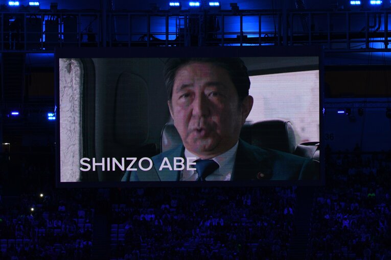 故・安倍晋三首相も出演した東京五輪をPRする映像　©JMPA　