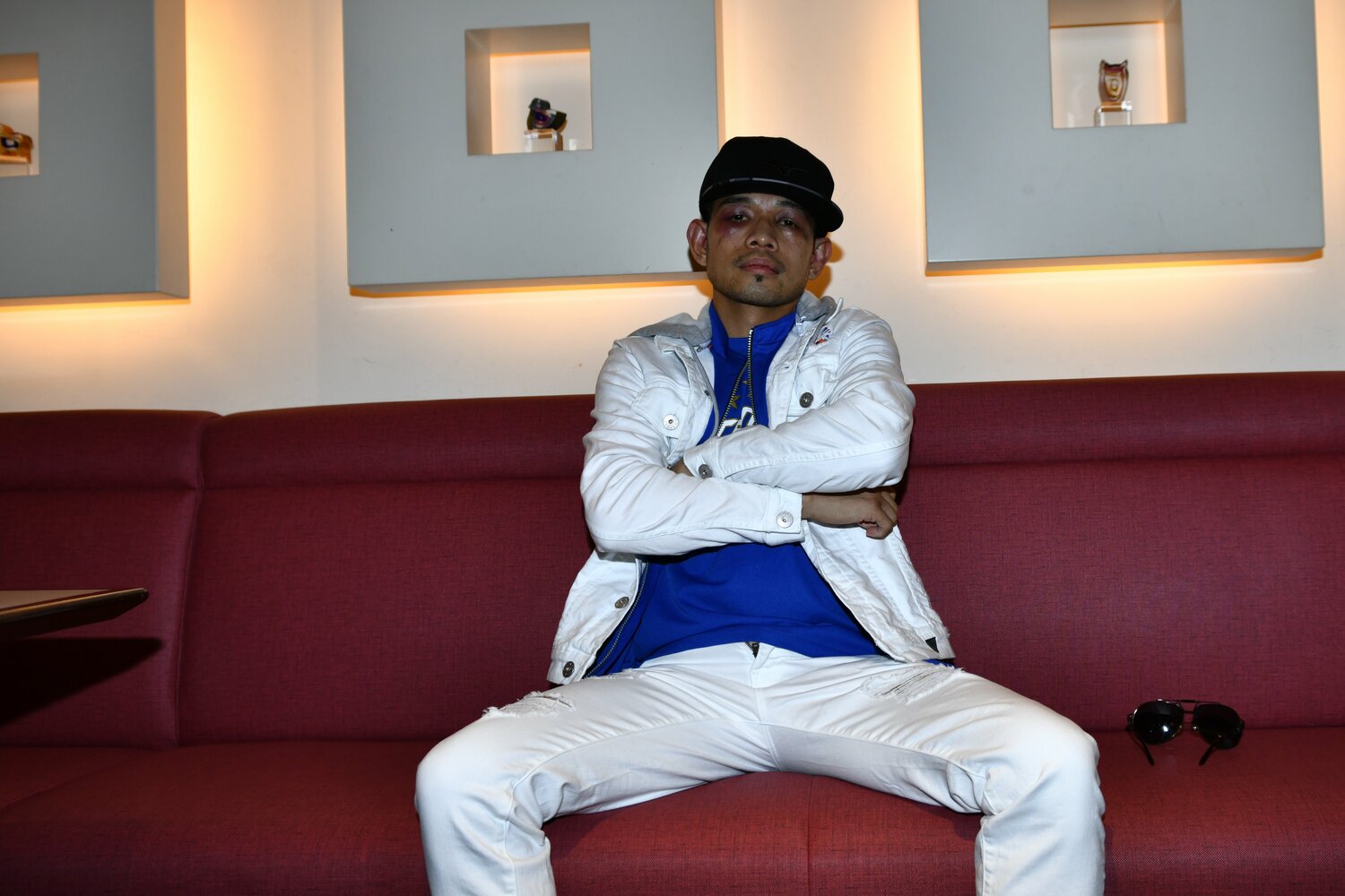 4年前、井上との一度目の対戦翌日に取材に応じたドネア　©Takuya Sugiyama