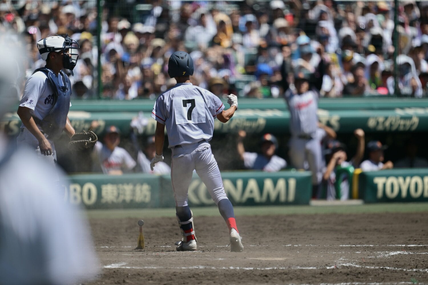 京都国際の金本祐伍。関東一との決勝、10回に四球を選び、押し出しで1点 ©Hideki Sugiyama
