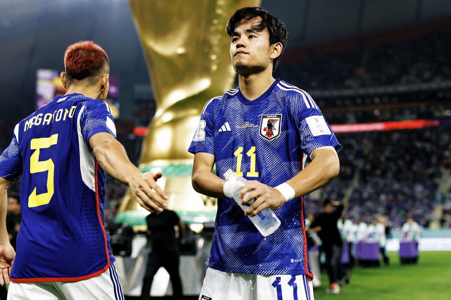 カタールW杯スペイン戦後の久保。逆転勝利でグループステージ突破を決めたものの、久保自身は前半45分で交代となった　©Kiichi Matsumoto