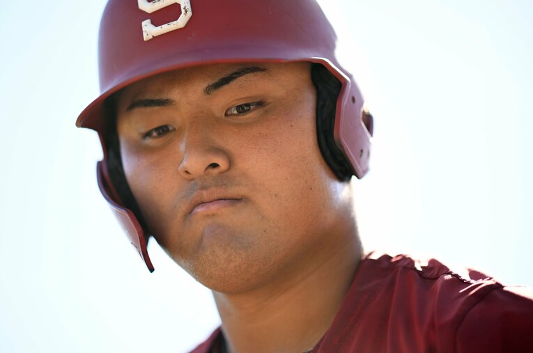ドラフト会議を前に、将来のビジョンを明かしていた佐々木麟太郎 ／ photograph by Eakin Howard/Getty Images