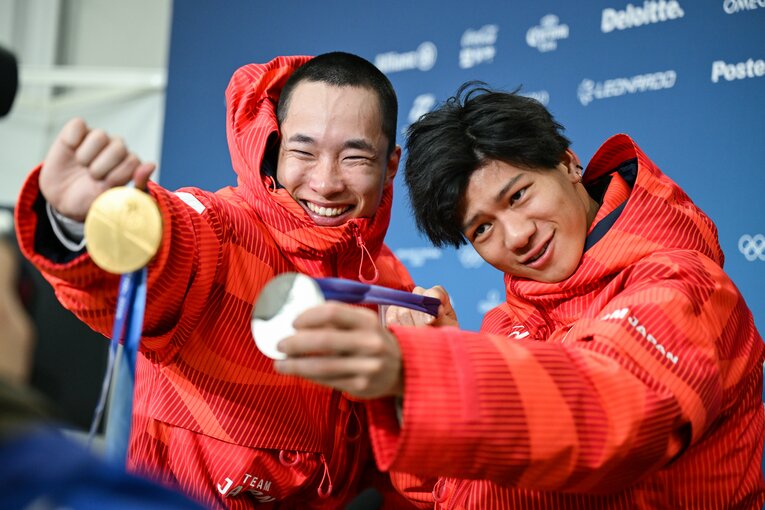 木村葵来が金メダル、木俣椋真が銀メダルを獲得した男子ビッグエア　©Nanae Suzuki／JMPA
