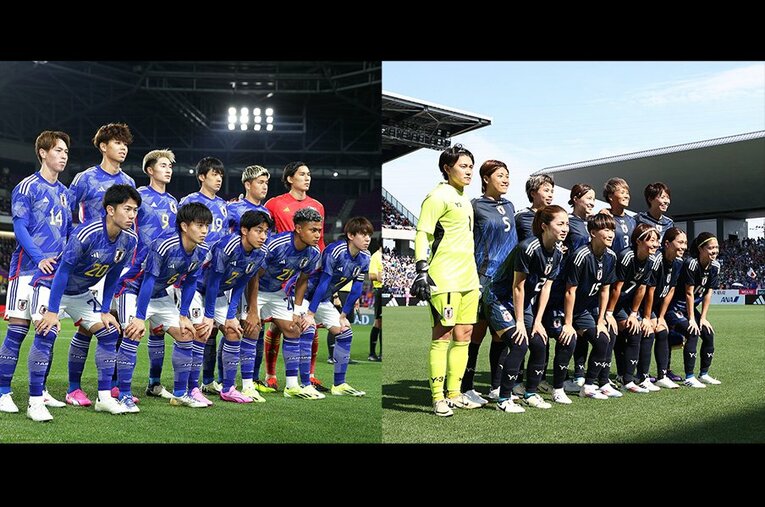 （左）©JFA 2024年3月 マリ代表戦 先発メンバー（右）©JFA 2024年7月 ガーナ代表戦 先発メンバー ／ photograph by JFA