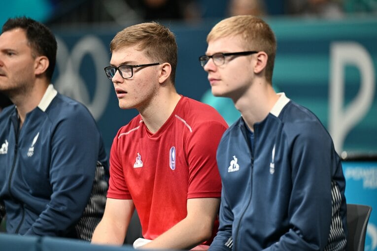 男子卓球団体戦3位決定戦、フランスの新星、メガネ兄弟ことルブラン兄弟　©︎Naoya Sanuki/JMPA