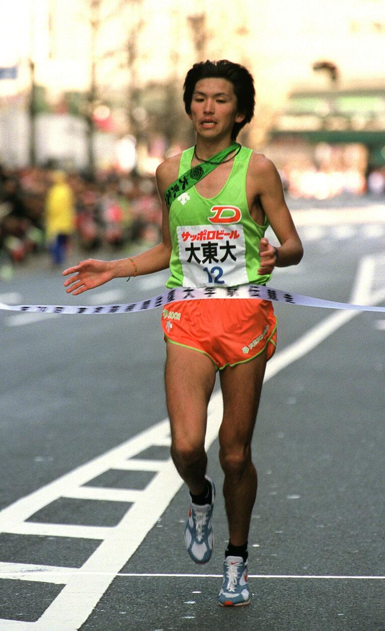 2002年、大東文化大３年時に箱根駅伝のアンカーを任された田子さん　©︎JIJI PRESS