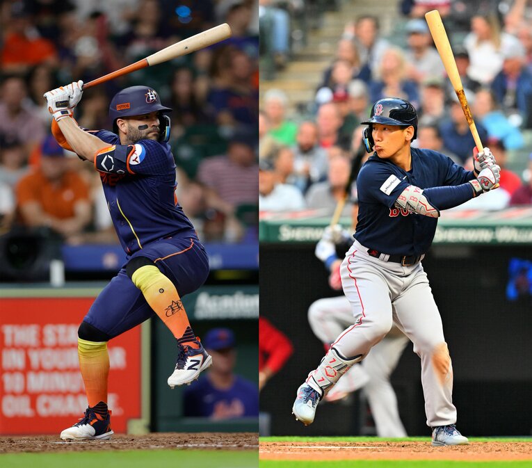 スピアー記者が吉田と“最もタイプが近い打者”として挙げたホセ・アルトゥーベ（左）　©︎Getty Images