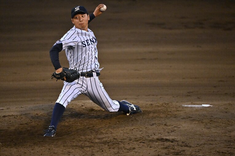 侍ジャパン大学生代表の選考合宿でも好投した渡邉　©Hideki Sugiyama