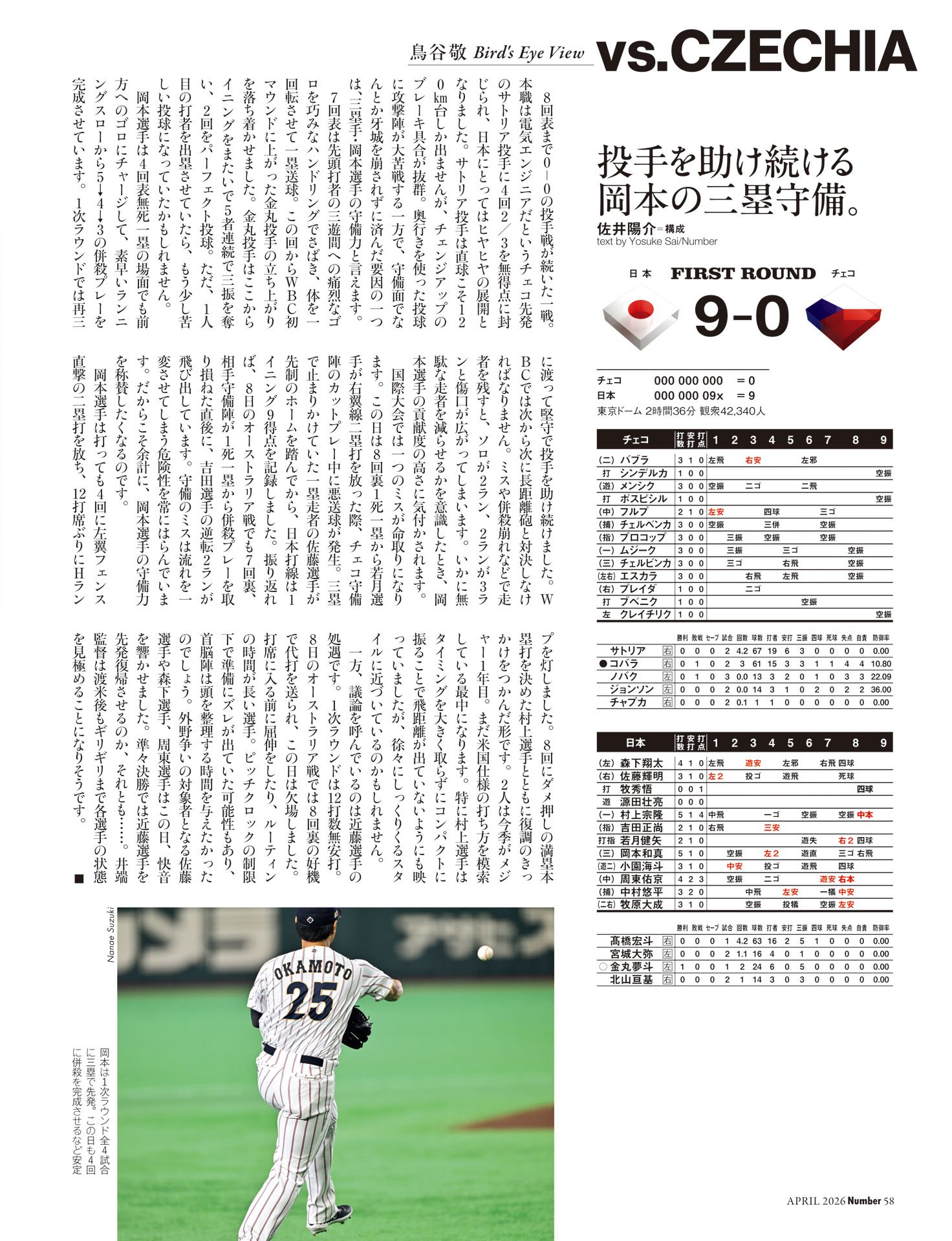 《チェコ戦》鳥谷敬解説「投手を助け続ける岡本の三塁守備」