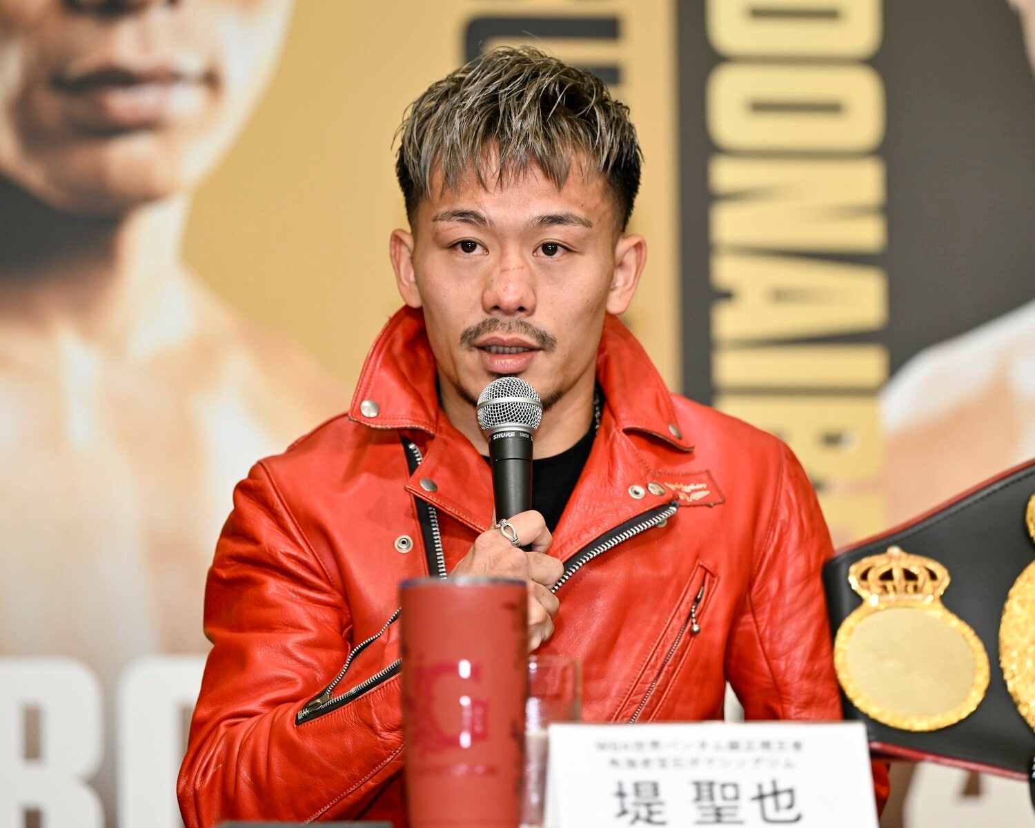 2025年11月、ドネアと団体内統一戦が決まり、記者会見で意気込みを語った堤聖也 ©︎Hiroaki Finito Yamaguchi