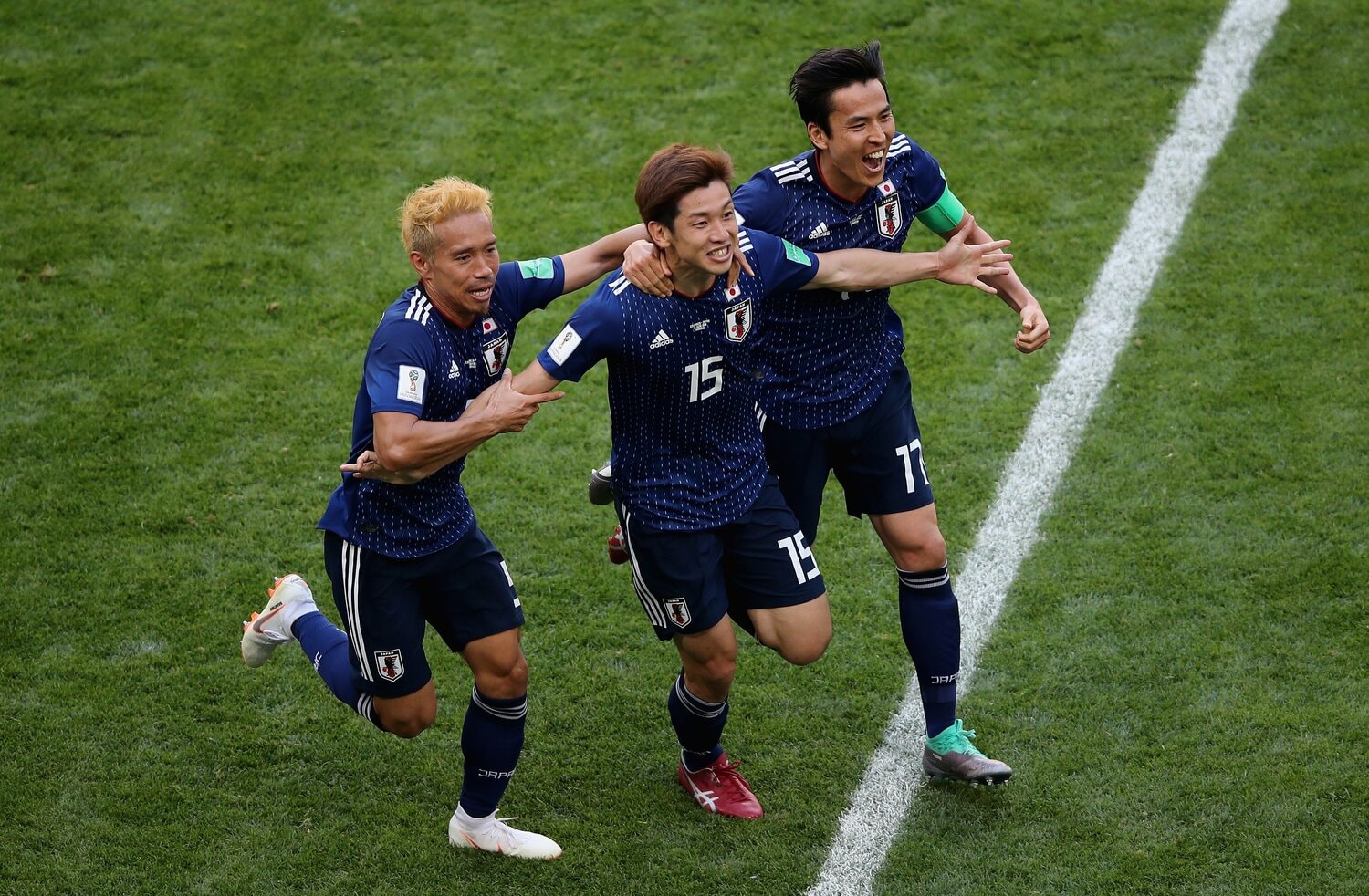 2018年ロシアW杯のコロンビア戦で決勝ゴールを決めた大迫勇也 ©Getty Images