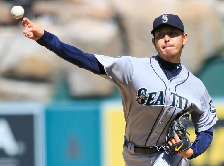 2012年、メジャーリーグ1年目当時の岩隈久志　©Getty Images