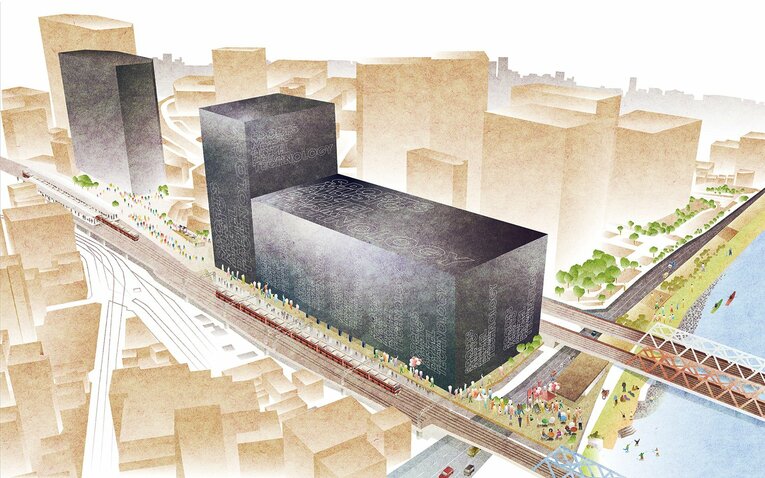 2030年の開業を目指している「川崎新！アリーナシティ・プロジェクト」。川崎ブレイブサンダースのホームとなる最大15,000人規模収容のアリーナを中心に、宿泊施設、飲食施設、アート空間、公園などを備えた複合エンターテインメント施設が誕生する