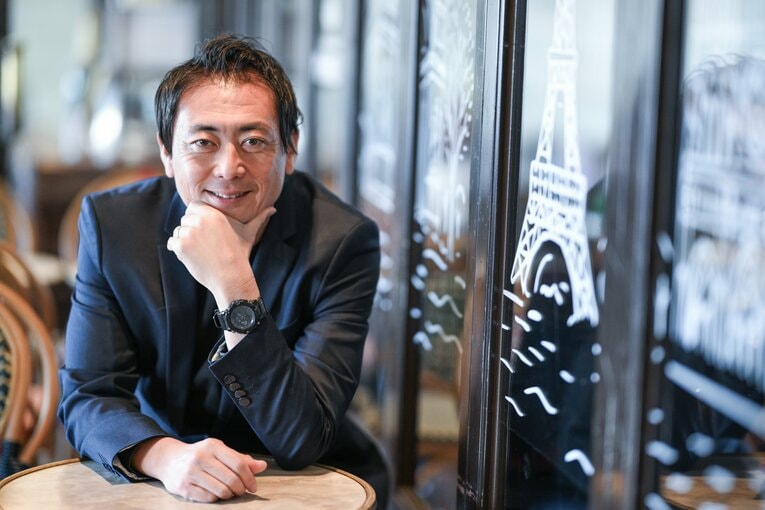 J2昇格後、インタビューに応じてくれた今矢監督　©Tsutomu Kishimoto