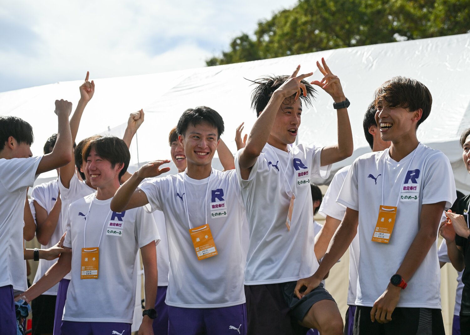昨年の予選会、トップ通過に湧き上がる立教大の選手たち ©Nanae Suzuki