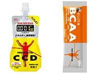 10km地点では、エネルギーとBCAAを補給。粉末タイプのサプリメントは水分補給と同時に行なうと良いだろう。