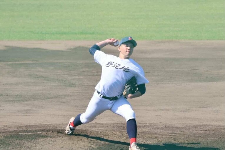 野辺地高校ただひとりの野球部員である松舘。投手としては140キロに迫る速球が武器だ／野辺地高校野球部提供