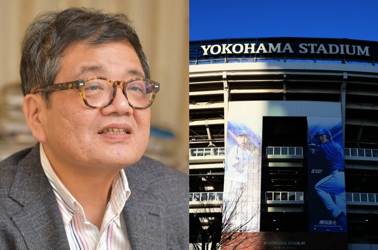 半世紀以上ベイスターズファンを続ける森永卓郎さん。昨年すい臓がんステージ4と診断、余命宣告もされた。野球ファンとして残りの時間をどう過ごしていくのだろうか？ ／ photograph by (L)BUNGEISHUNJU、(R)JIJI PRESS