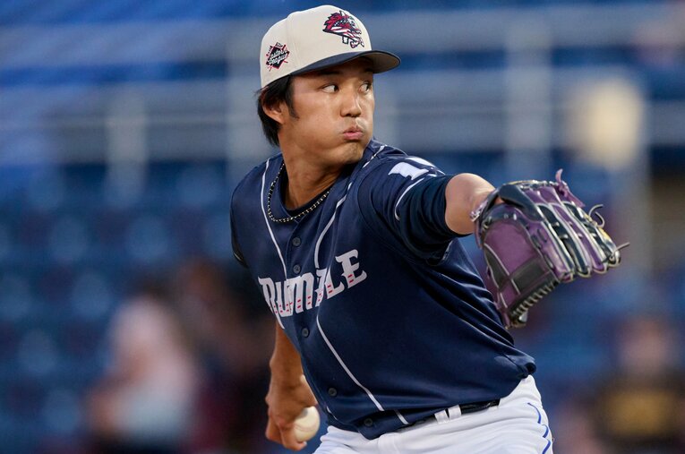 7月、2Aマイナーリーグでリハビリ登板する藤浪晋太郎。その後、事実上の“戦力外通告”を受けた ／ photograph by AFLO