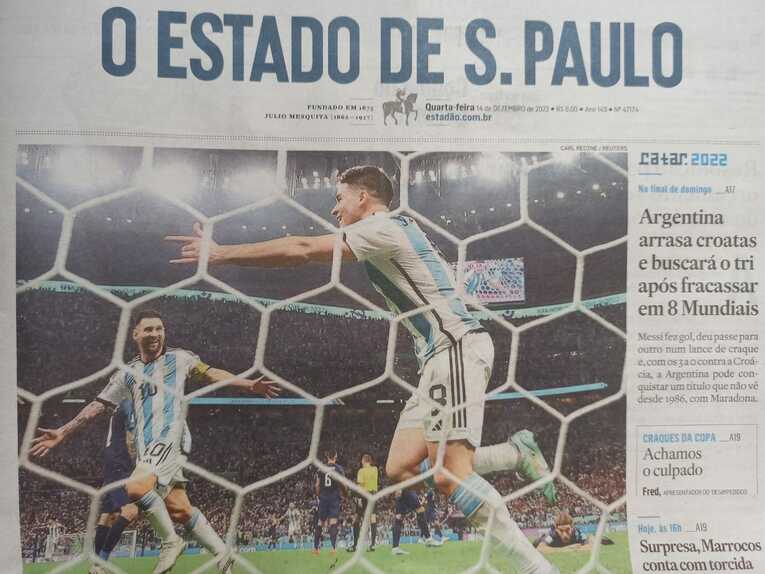 「PKによる先制点を決めた後、メッシが見事なプレーでアルゼンチン3点目をアシスト」（日刊紙『オ・エスタード・デ・サンパウロ』）©Hiroaki Sawada