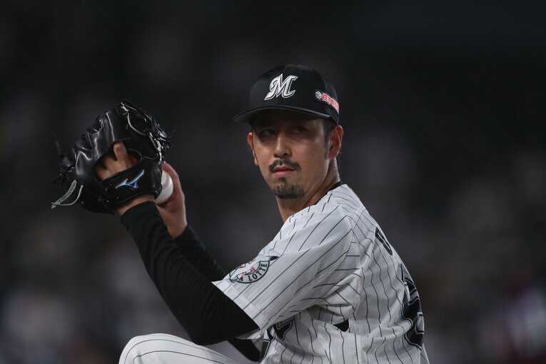 現役時代の大嶺　©︎Chiba Lotte Marines