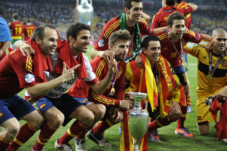 10年W杯に続き12年EUROでも優勝。2000年代後半〜10年代前半は名実ともにスペイン代表の黄金時代だった　©Takuya Sugiyama