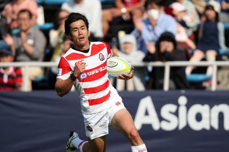 2016年の「アジアラグビーチャンピオンシップ」韓国戦でトライを決める児玉さん　©︎AFLO