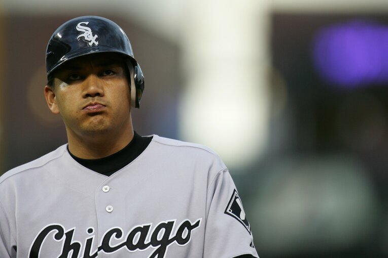 ホワイトソックス時代の井口資仁（2005年）。メジャーで計4年プレー　©Koji Asakura