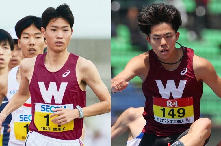 高校時代から全国大会で実績を持つ鈴木琉胤（八千代松蔭）や佐々木哲（佐久長聖）ら有力ランナーが続々と早大へ。その進学理由はどこにあるのか ／ photograph by (L)Yuki Suenaga、(R)AFLO