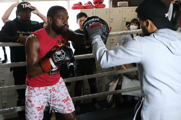 9月22日に行われたメイウェザーの公開練習　©Norihiro Hashimoto