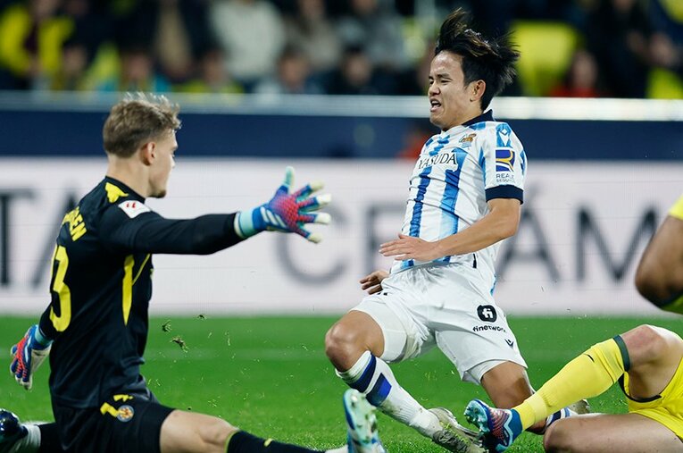 古巣ビジャレアル相手にゴールを奪うなど、3得点すべてに絡んだ久保建英 ／ photograph by Daisuke Nakashima