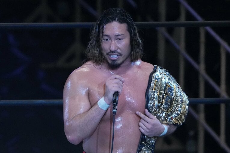 新日本プロレスへの思いを語る辻陽太　©Essei Hara