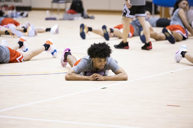 U19日本代表合宿の様子。捻挫の影響もあり、慎重な調整が続いていた　©︎Tomosuke Imai