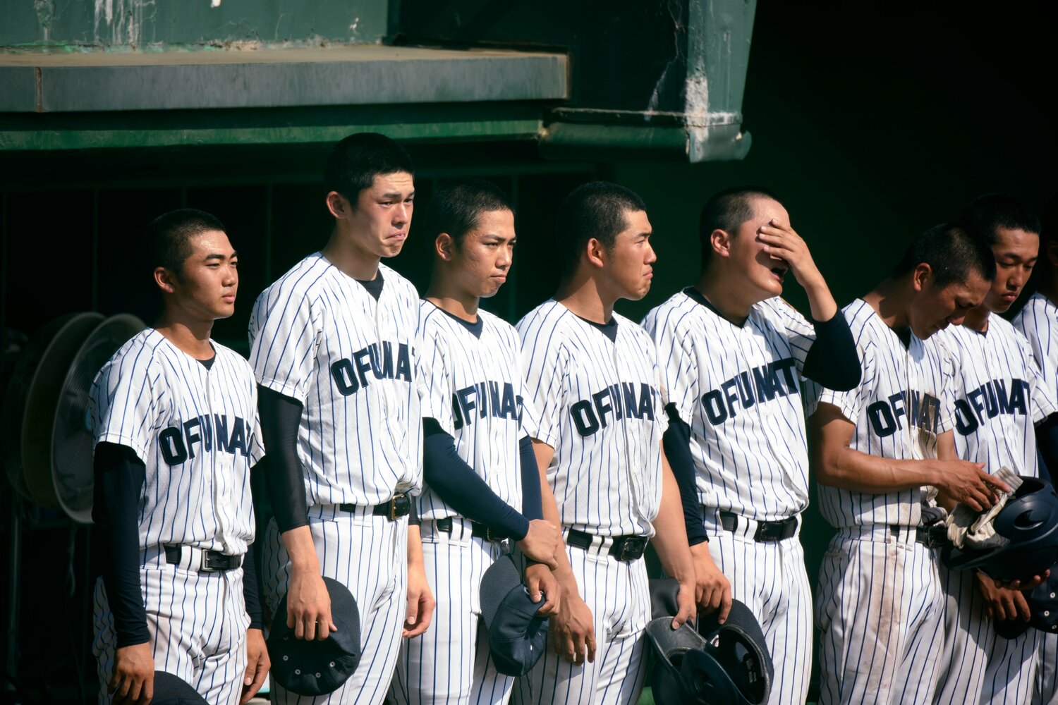 2019年の岩手県大会決勝で佐々木(左から2番め)は登板を回避。大船渡高校は2−12で敗れた ©Asami Enomoto