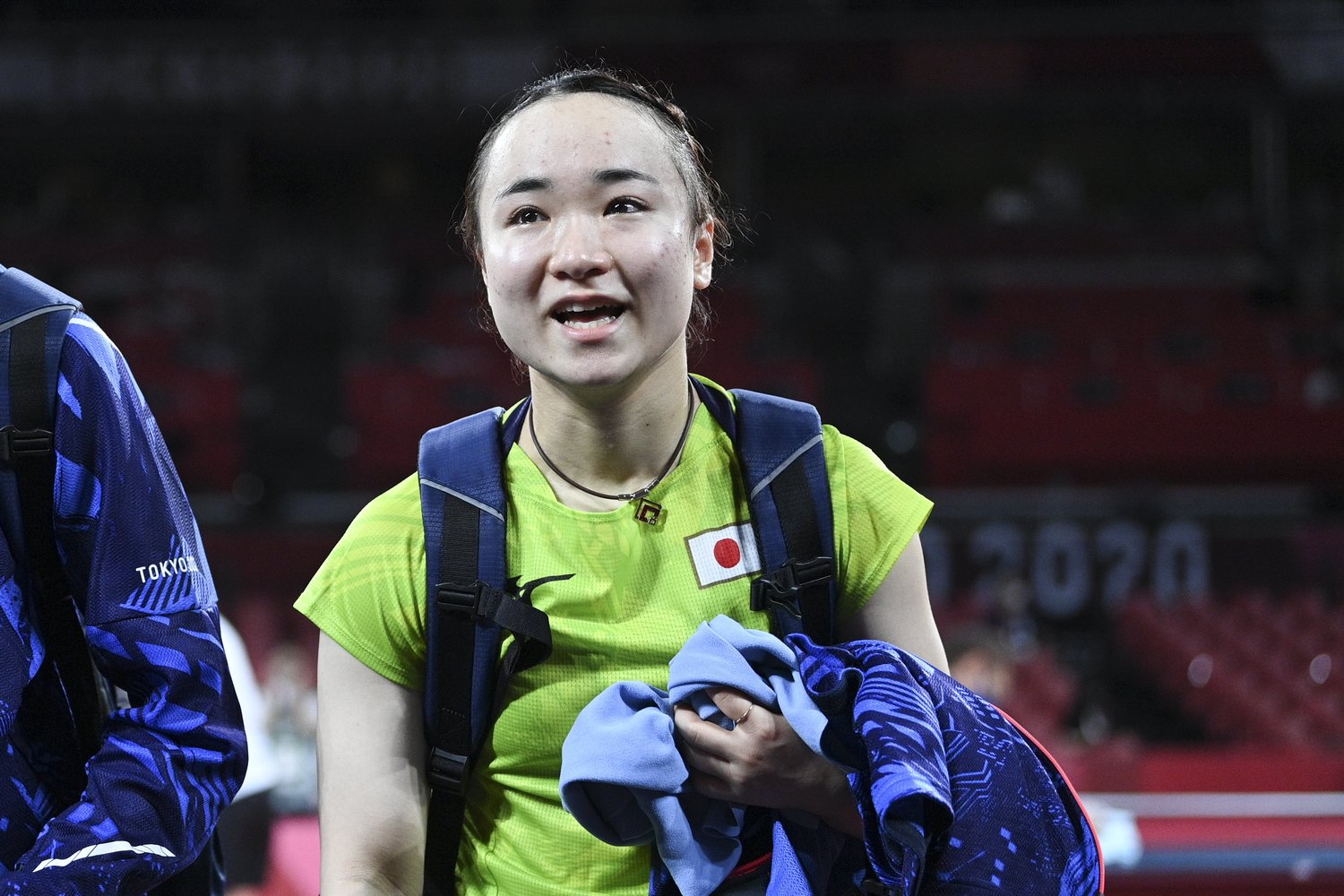 準決勝直後、悔しそうな表情を見せた伊藤美誠　©JMPA